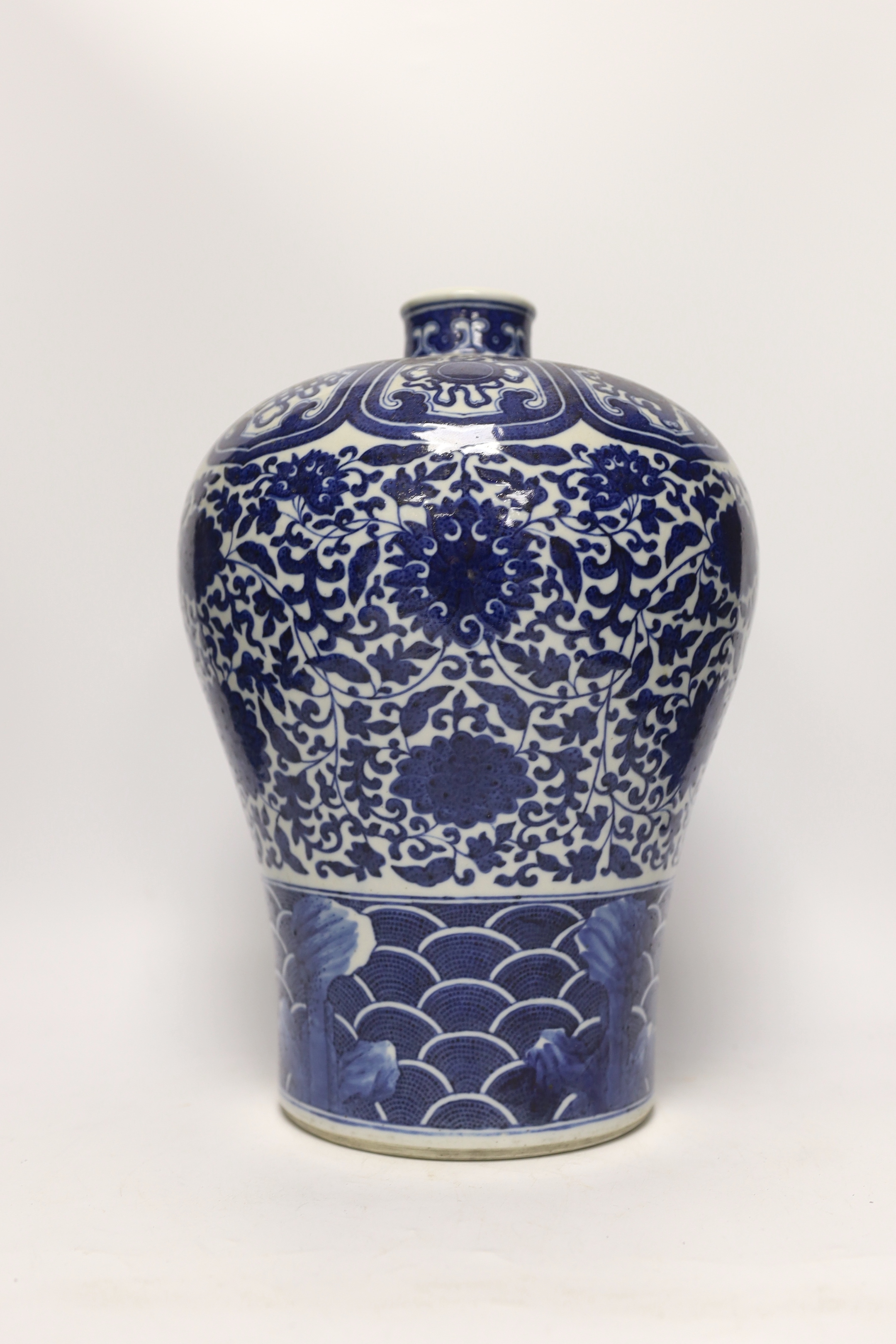 A Chinese blue and white meiping, Qianlong mark, early 20th century